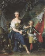 Jean Marc Nattier Mademoiselle de Lanbesc as Minerva,Arming Her Brother the Comte de Brionne and Directing Him to the Arts of War (mk05) painting